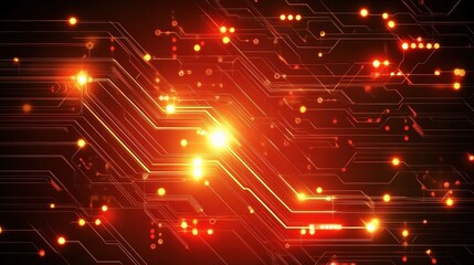 Poster - Abstract Technological Background with Digital Circuits and Bright Lights