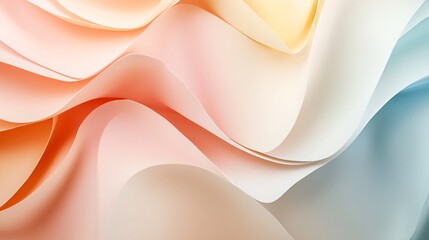 Poster - Colorful abstract paper sheets creating smooth waves