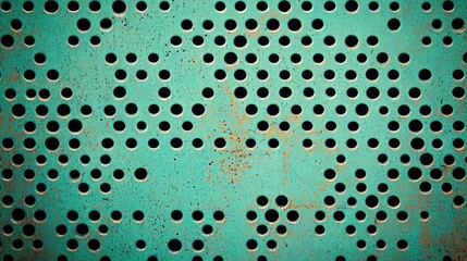 Poster - Industrial patterned surface featuring holes factory setting textural urban environment close-up view abstract design