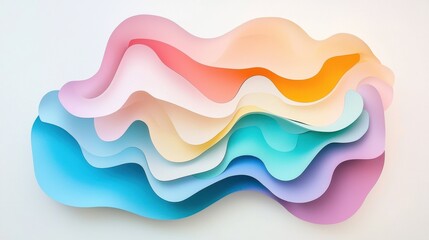 Poster - Colorful abstract paper waves studio art piece minimalist environment top view creative concept for modern design