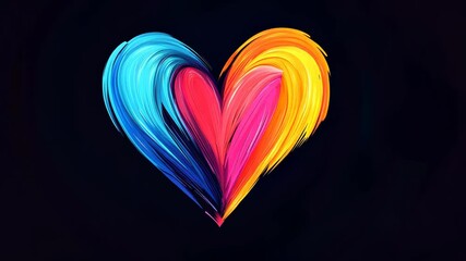 Poster - colorful heart with a blue and red center and a yellow and pink border. the heart is surrounded by a
