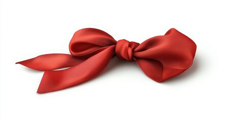 Wall Mural - Red satin ribbon bow isolated on white.