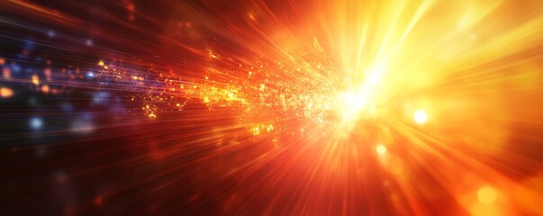 Aufkleber - Bright orange and red light beams expanding in space