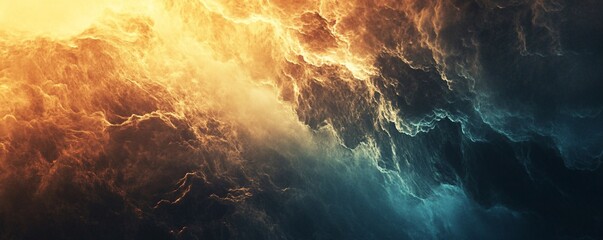 Aufkleber - Golden and dark clouds colliding in dramatic sky