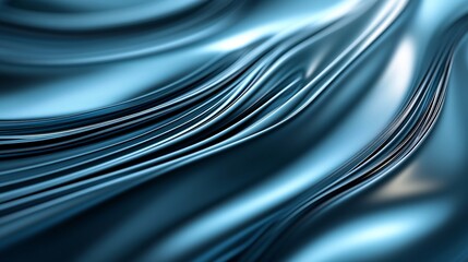 Poster - Metallic blue wavy lines creating an abstract background
