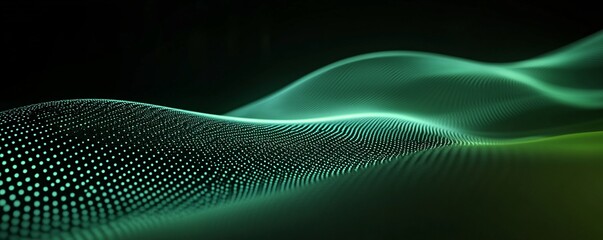 Abstract green digital wave flowing in cyberspace