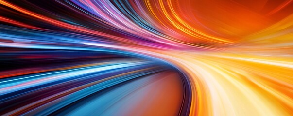 Poster - Colorful light trails speeding through futuristic tunnel abstract background