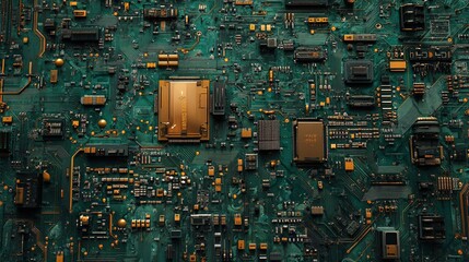 Poster - Electronic circuit board showing computer hardware components