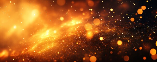 Poster - Golden particles swirling in a nebula, creating a magical cosmic background
