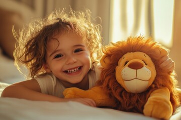 Poster - Girl with stuffed lion