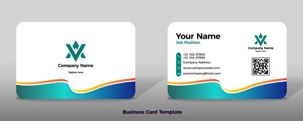 White  background with gold and blue gradient shape card