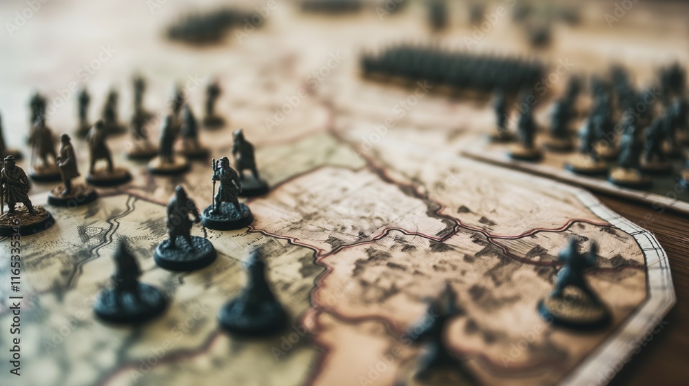 close-up-of-a-detailed-military-strategy-map-on-a-wooden-table-with