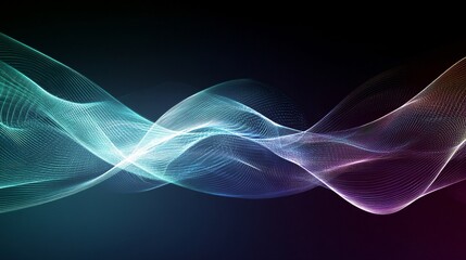 Wall Mural - Abstract flowing lines creating colorful waves on dark background