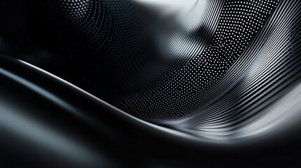 Poster - Smooth black metallic surface forming a wavy pattern with lines and dots