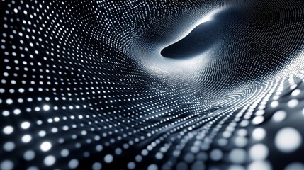 Poster - Abstract wormhole tunnel grid visualization expanding in spacetime