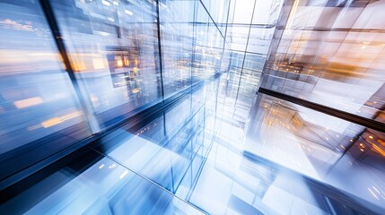 Aufkleber - Modern glass architecture reflecting city lights at night