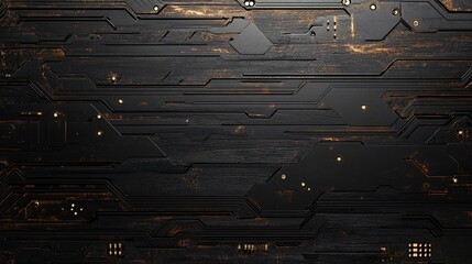 Poster - Futuristic black and gold circuit board showing modern technology