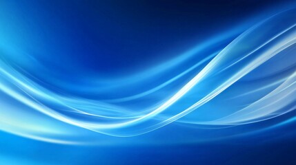Poster - Abstract blue background with flowing light lines creating dynamic waves