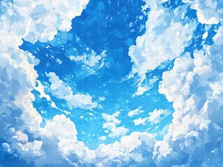 Poster - Blue Sky with White Clouds