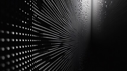 Fototapete - Led wall showing abstract pattern creating perspective effect with light and shadow