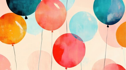 Wall Mural - Dynamic balloons glow on a soft sky blending blue and peach tones
