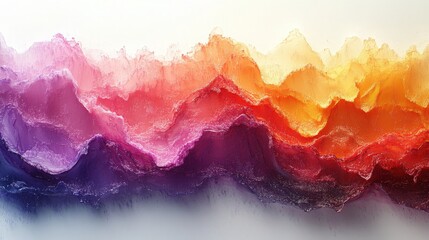 Poster - Vibrant Abstract Artwork with Textured Waves in Warm and Cool Tones of Purple, Pink, Orange, and Yellow, Creating a Dynamic and Colorful Composition