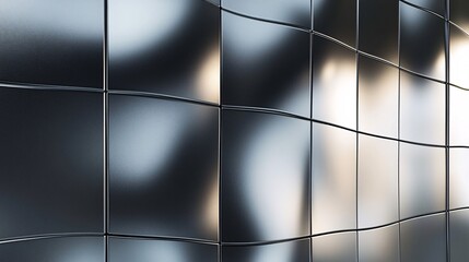 Aufkleber - Modern metallic wall reflecting light creating a wave pattern