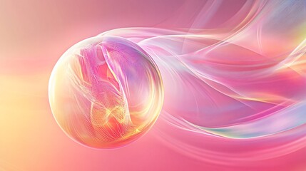 Poster - Abstract pink and orange sphere swirling with soft light wave