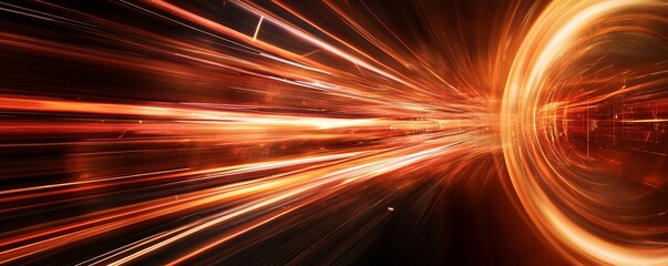 Poster - Hyperspace jump generating orange trails of light