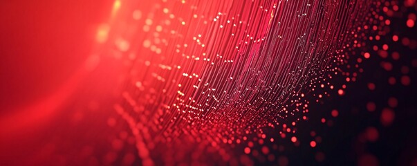 Poster - Red strings creating digital matrix effect with bokeh