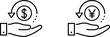 © DragonTiger8 - 手と通貨によるキャッシュバックアイコン