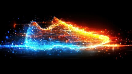 Poster - A glowing, futuristic sneaker design with vibrant colors.