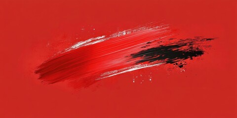 Poster - Red and Black Brush Stroke on Red Background