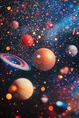 Wall Mural - Planets in night sky