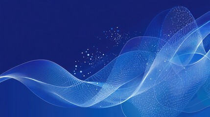 Poster - Abstract financial graph with multiple lines and data points on a blue background, illustrating business trends and market analysis