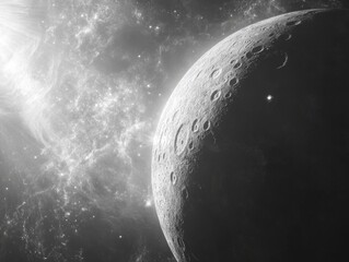 Wall Mural - black and white moon