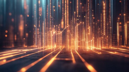 Poster - A dynamic D line graph with glowing lines climbing upward, representing business growth, set against a sleek, modern background.