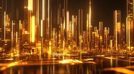 Poster - A modern gold-themed bar graph on a digital screen, with glowing accents and upward trend lines, representing a bullish market for gold