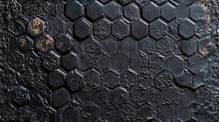 Poster - Abstract Black Hexagon Texture Background with Unique Patterns