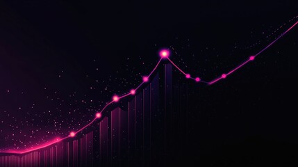 Poster - A sleek financial graph with rising lines and glowing data points, set against a dark background, representing strong business growth and success.