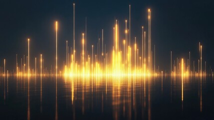 Poster - A sleek financial graph with rising lines and glowing data points, set against a dark background, representing strong business growth and success.