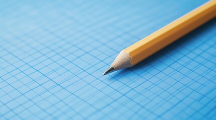 Poster - Blueprint on Blue Grid Paper with Pencil for Design Projects
