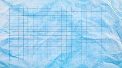 Poster - Crumpled Blue Paper with Grid Lines for Blueprint Design Usage
