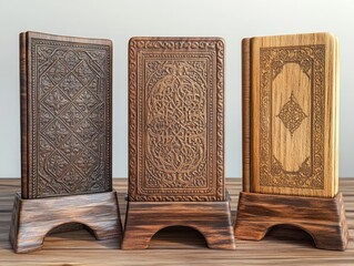 Sticker - Wooden bookends on table