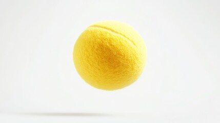 Vibrant Yellow Tennis Ball, Suspended in Mid-Air, Ready for Play