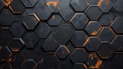 Poster - Dark Metallic Abstract Wallpaper with Rocky Textures and Patterns