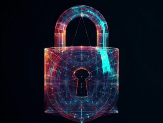 A digital representation of a padlock symbolizing security and protection in a tech context.