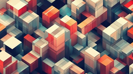 Poster - Abstract Geometric Vector Background with Isometric Blocks
