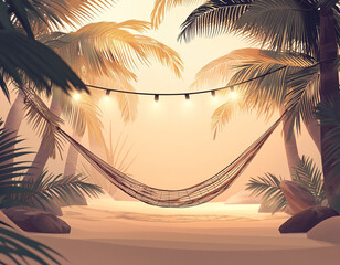 Wall Mural - Tropical Hammock Sunset