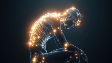 Poster - Anatomy of body and joints pain on black background, HD image